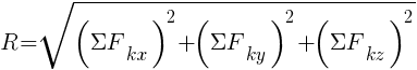 Описание: Описание: Описание: R=sqrt{({{Sigma}F_{kx}})^2+({{Sigma}F_{ky}})^2+({{Sigma}F_{kz}})^2}