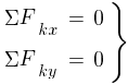 Описание: Описание: Описание: delim{}{matrix{2}{3}{{{Sigma}F_{kx}} {=} {0~} {{Sigma}F_{ky}} {=} {0~}}}{rbrace}